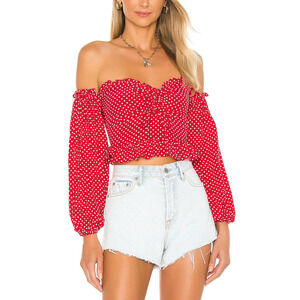 Lovers And Friends 'Arianna' Red Crepe Top Size S - NWT